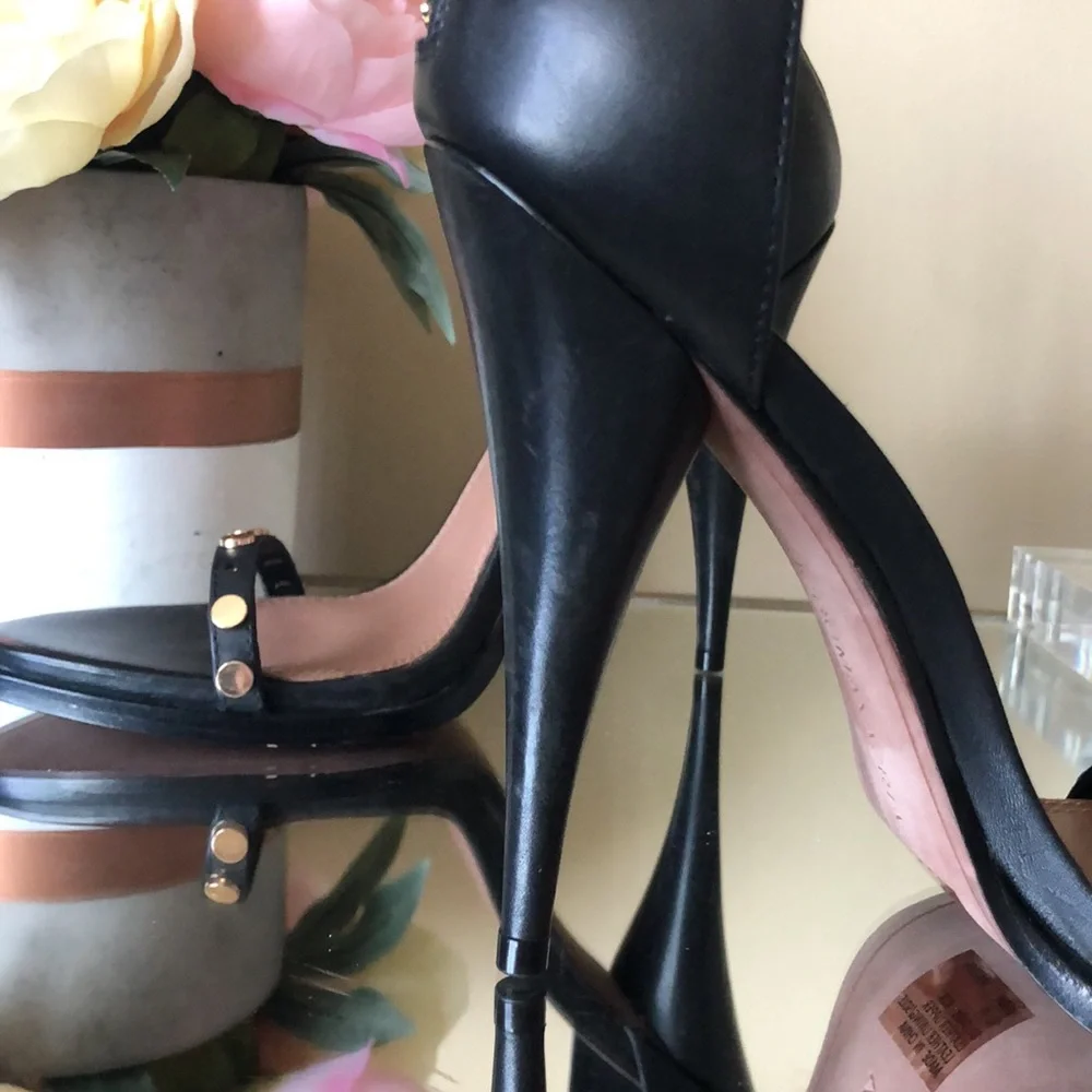 BCBGMAXAZRIA Marie black dress sandals calf leather heels - Picture 8 of 14